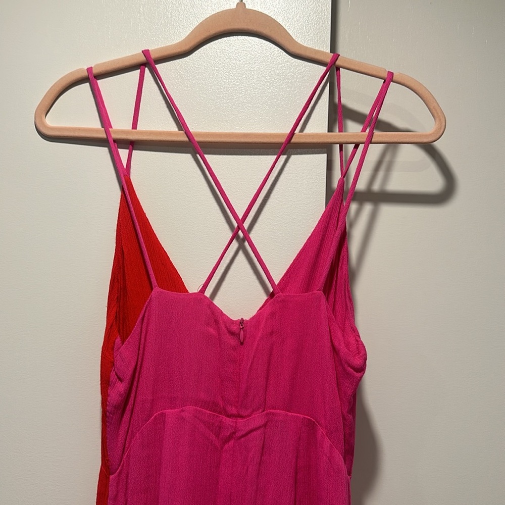 NWOT Red and Pink Color Block Maxi Dress - Picture 6 of 7